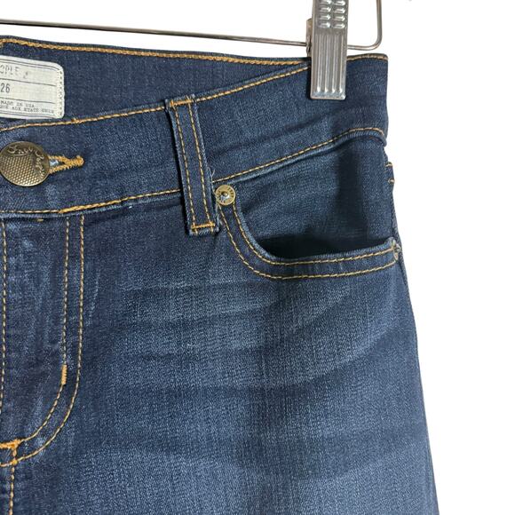 Free People Retro Bell Bottom Flare Leg Mid Rise Denim Blue Jeans Size 26 - Picture 3 of 8